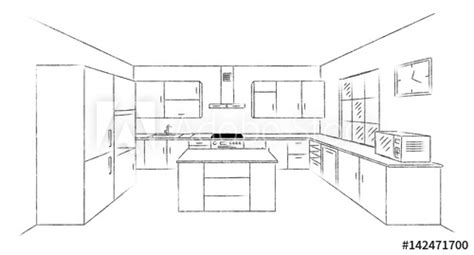 Standard printable step by step Kitchen Drawing