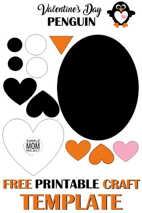 Valentines Day Penguin Free Printable Craft Template For Kids To Use
