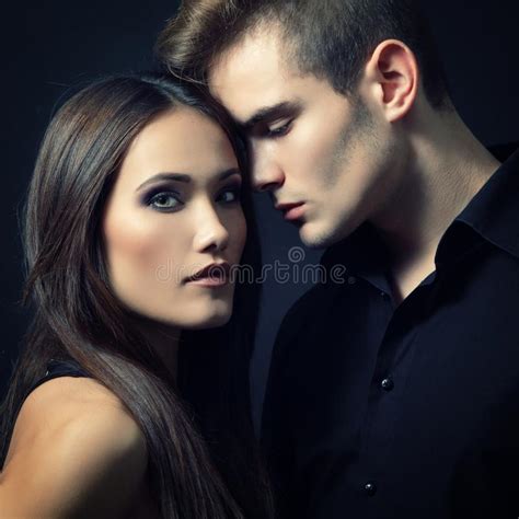 Passion Couple Beautiful Young Man And Woman Closeup Over Stock Image