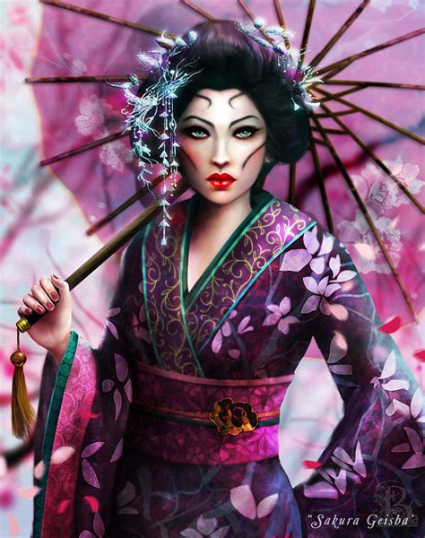 Sakura Geisha Digital Art By Brooke Gillette