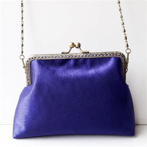 Handmade Purple Satin 55 Inch Sew In Frame Clutch Bag Etsy Satin