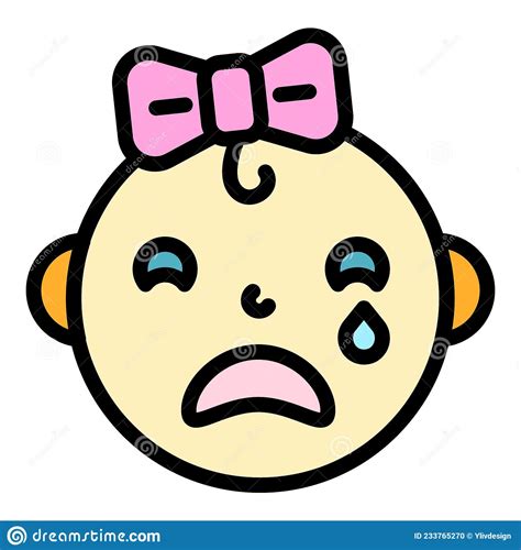 Crying Baby Girl Icon Color Outline Vector Stock Vector Illustration