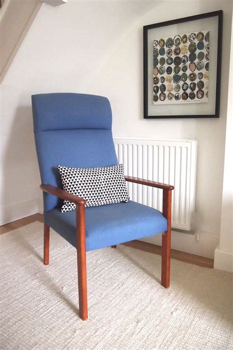 Vintage Retro Parker Knoll Denim Blue Armchair Reading Chair Heals Era
