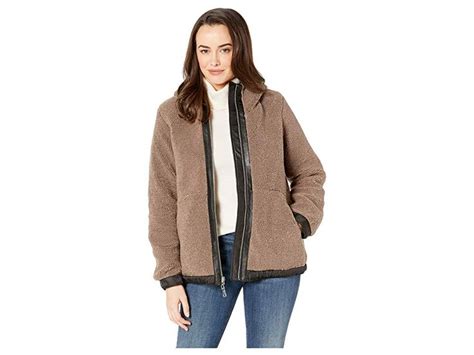 Vince Camuto Hooded Faux Shearling Jacket R8971 Mink Womens Coat