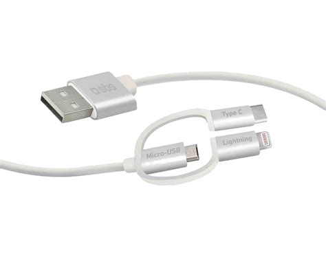 SBS Ladekabel 3in1 Mit USB Anschluss Micro USB Lightning Und Typ C