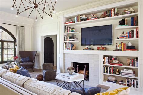 Cozy Living Room With Built In Bookshelves And Fireplace Hgtv