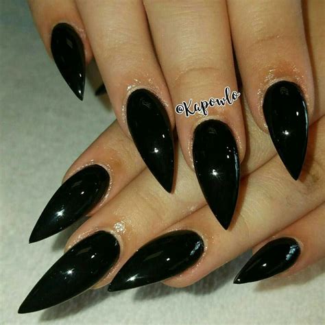 Black Stilleto Nails Almond Nails Sharp Nails Perfect
