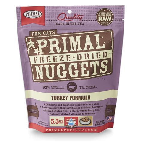 Feline natural has no artificial ingredients, additives or preservatives. Primal Turkey Nuggets Freeze-Dried Cat Food, 5.5-oz Bag ...