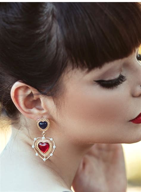 pearly love drop earrings british retro