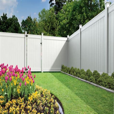 Illusions pvc vinyl fence has major curb appeal! Shop Gatehouse Emblem 6-ft x 8-ft White Flat-Top Privacy ...