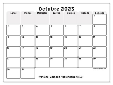 Calendario Octubre De 2023 Para Imprimir “484ld” Michel Zbinden Es