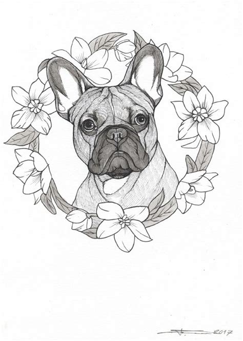 French Bulldog Tattoo Design , Frenchie Tattoo Design , sketchbook page