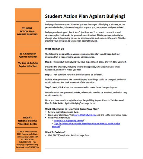 Free 7 Sample Student Action Plan Templates In Pdf