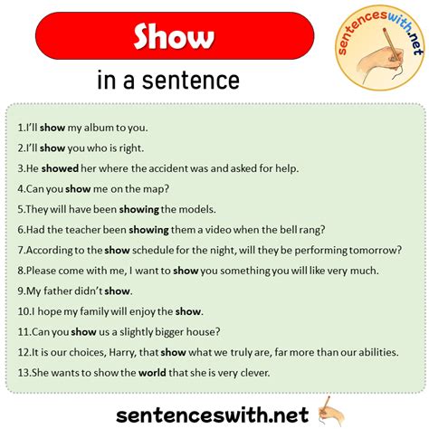 Show In A Sentence Sentences Of Show In English Sentenceswithnet