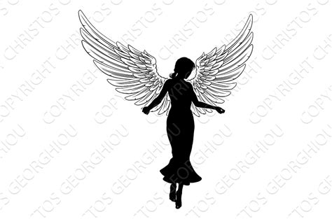 Angel Woman With Wings Silhouette People Illustrations Creative Market
