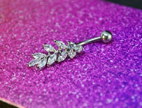 Tassel Cubic Zirconia Belly Button Piercing Belly Button Etsy Belly