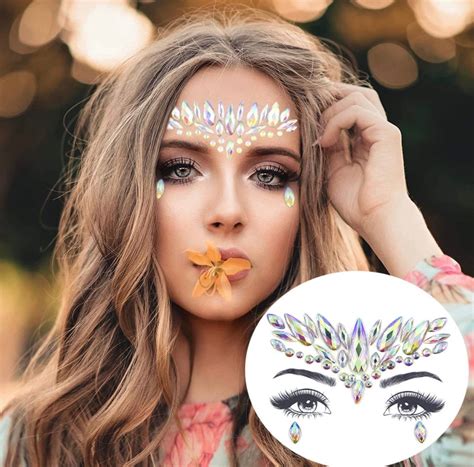 4 sets face jewels tattoo stickers rhinestone rave party gems glitter festival accessories