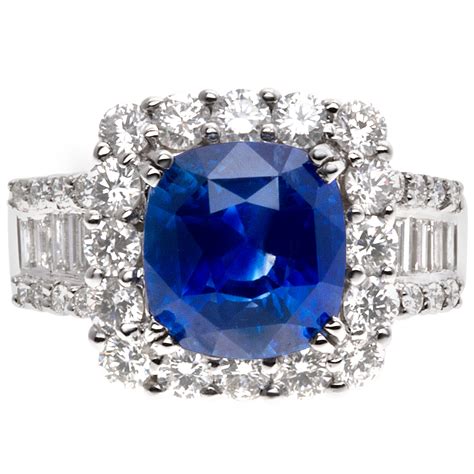 Sparkling 573 Carat Blue Sapphire Ring With Diamond Accents