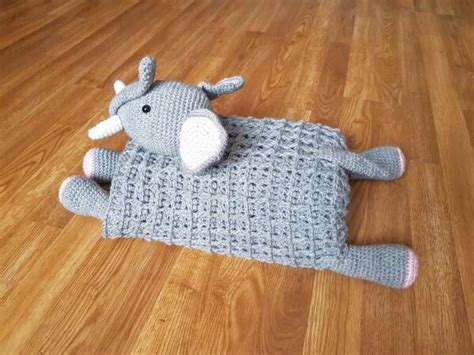 Crochet Pattern 3in1 Safari Elephant Baby Blanket Toy Lovey Crafting