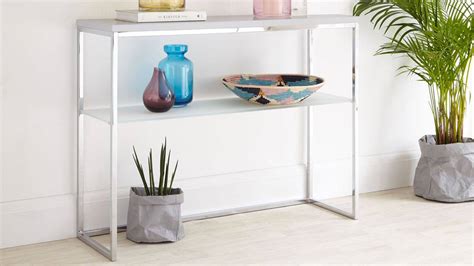 Acute White Gloss And Modern Chrome Console Table By Danetti