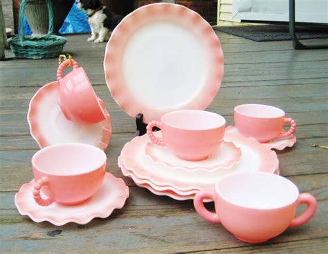Vintage Pink Hazel Atlas Plate Saucer Cup Luncheon Set Pink