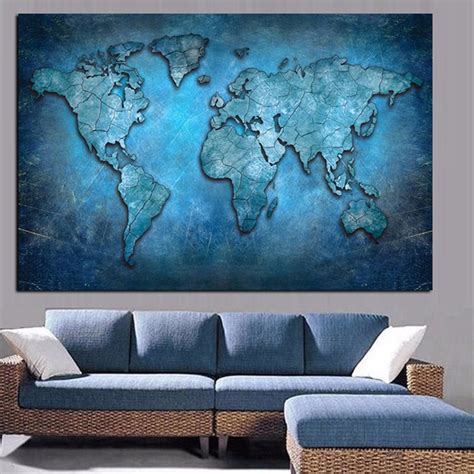 Abstract 3d World Map Canvas Painting Modern Globe Map Hd Print On