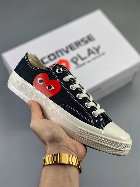 Cdg Play X Converse Chuck Taylor All Star 70 Low Black For Sale