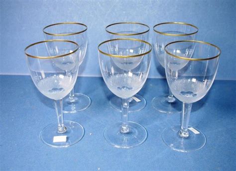 Moser Crystal Wine Glasses With Gilt Rims 6 European Glass