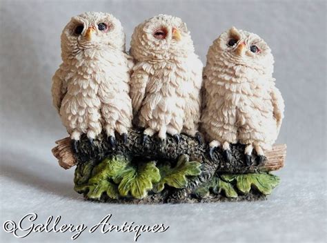 1992 Vintage Country Artists Three Baby Owls Owlets On A Etsy In 2021