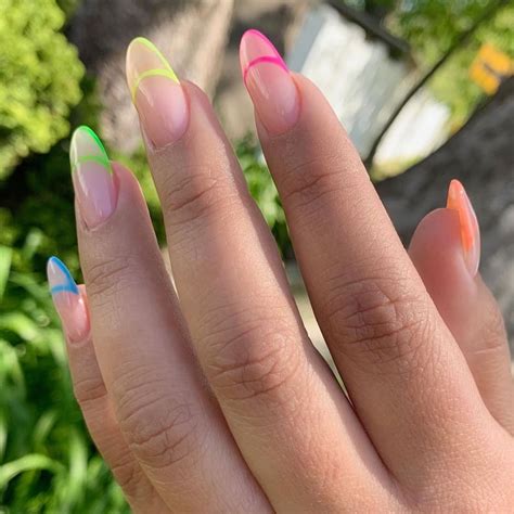 Neon French Twist Nail Art Ideas To Try In Summer 2021 Popsugar Beauty