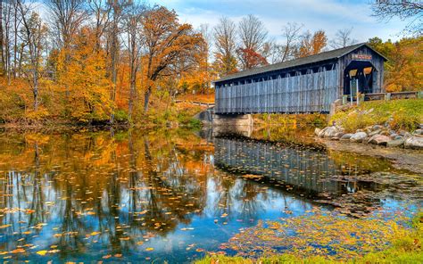 Water Landscapes Nature Autumn Bridges Wallpapers Hd Desktop And