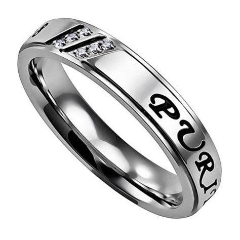 Purity Promise Religious Scripture Ring Stainless Steel Cz North