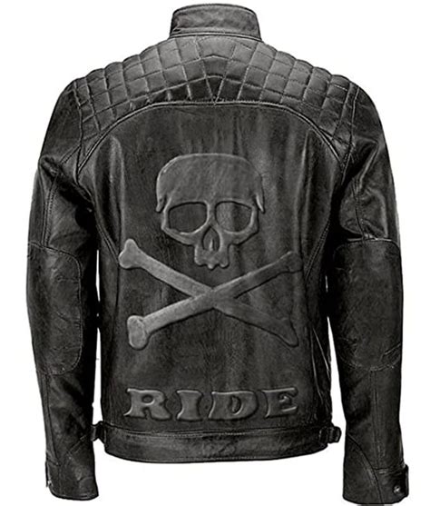 Mens Quilted Motorcycle Skull Leather Jacket Jackets Creator
