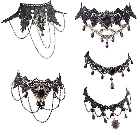 Dumcondy Halloween Elegant Sexy Women Girl Retro Gothic Punk Style Necklace Black
