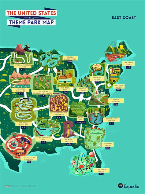See The Usa As An Outdoor Theme Park With This Colourful Map Lonely
