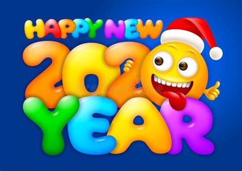 Happy New Year Greeting With Emoji Stock Vector Illustration Of