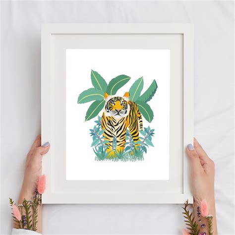 Tiger Art Print Set Of Two Bengal Tiger Watercolor Illustration