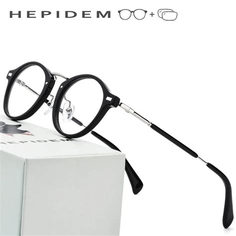Acetate Optical Prescription Glasses Frame Men Metal Small Vintage Round Eyeglasses 2018 Fashion