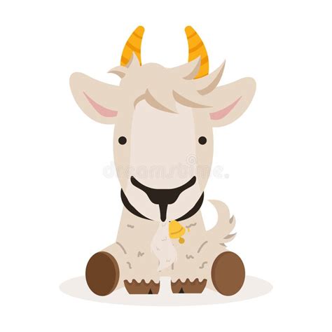 Cute Goat Sit Cartoon Illustration Stock Vector Illustration Of