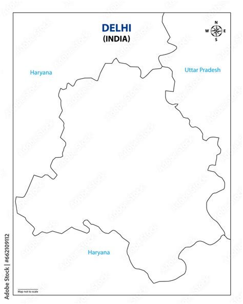 Delhi Outline Map Vector Illustration Detailed Outline Map Of Delhi