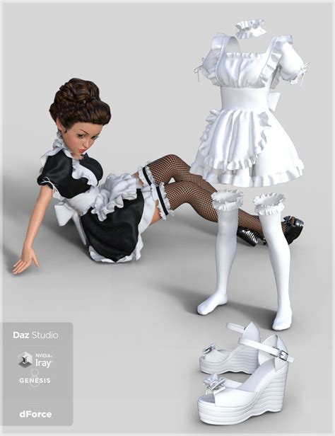 DForce French Maid Servant Outfit For Genesis 8 Female S Daz 3D