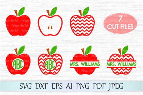 Apple Svg Apple Cut File Chevron Apple Svg Back To School Clipart By