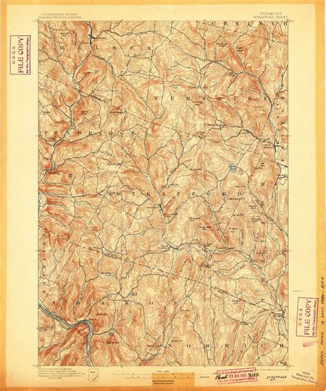 Strafford Vermont 1896 1899 Usgs Old Topo Map Reprint 15x15 Vt Quad
