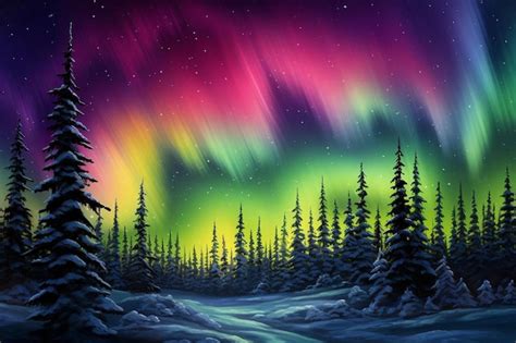 Premium Ai Image Aurora Borealis Over A Snowy Forest
