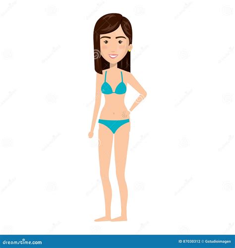 Cartoon Caucasian Woman In Bikini Icon Clothes Stock Vector Illustration Of Cartoon Beautiful