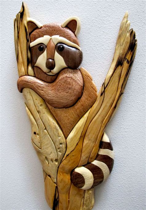 Intarsia Raccoon In Tree Intarsia Wood Patterns Intarsia Wood Wood
