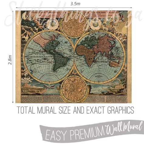 Xl Old World Map Wall Mural Handpainted World Map Globe Wall Mural