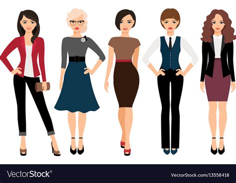 Cute Young Women In Different Clothes Royalty Free Vector