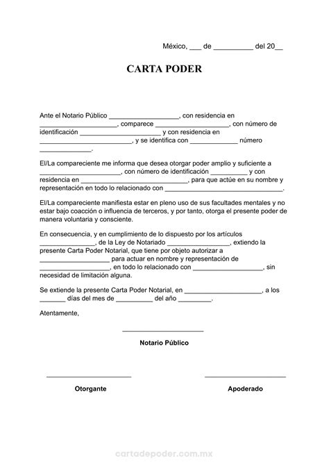 Carta Poder Notarial Formato Doc Pdf