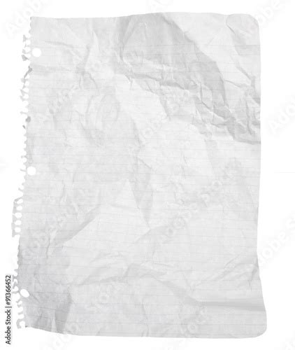 A Sheet Of Wrinkled Paper Torn From A Spiral Notebook Paper Was